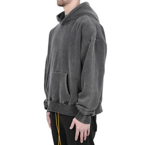 Sweat-shirt à capuche oversize pour homme, couleur unie, en coton French Terry, anti-boulochage, coupe classique, style hiver, brodé - Product Image 1