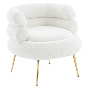 Sillón de interior FCH Beige Teddy Fleece con pedales Silla cómoda para sala de estar - Product Image 5