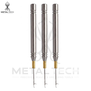 Steel Micro Ring Hair Extension Loop <b>Threader</b> <b>Needle</b> Tool Metal Handle Latch Hook Wire Pulling Kit For Weaving Extensions - Product Image 3