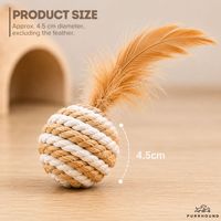 Jouet pour chat en forme de balle en corde avec plumes