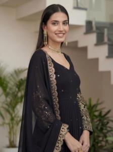 Nuevas colecciones de vestidos Anarkali de seda Vichitra de diseño elegante para mujer, trajes Salwar Kameez y vestidos para fiestas y bodas indias. - Product Image 2