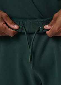 Pantalon de survêtement vert foncé pour homme, taille élastique, cordon de serrage, poches latérales, décontracté, pour l'automne, en coton tricoté mi-lourd - Product Image 2