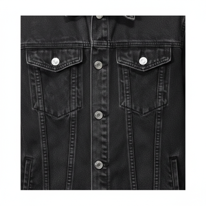 Vestes en jean décontractées tendance rétro, fabriquées en usine, services OEM, en coton teint vintage, à manches longues et col rabattu - Product Image 3