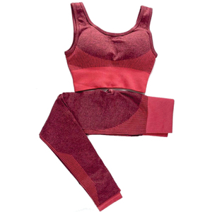 Ensemble de yoga 2 pièces pour femme : Crop top dos nageur à col rond et leggings taille haute longueur intégrale, couleur unie, sans couture, tenue de sport - Product Image 1