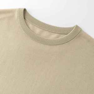 เสื้อสเวตเตอร์คอกลมแขนสั้นผ้าฝ้ายผสมเทนเซลถักแบบสั่งทำพิเศษสำหรับผู้ชาย สไตล์ลำลอง - Product Image 2