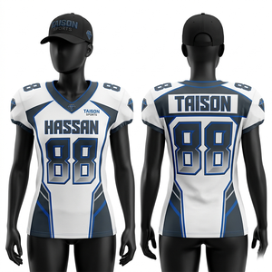Maillot de football américain pour femmes, polyester premium, maille respirante, crème et bordeaux, panneaux de manches rayés, sublimation, logo personnalisé - Product Image 6