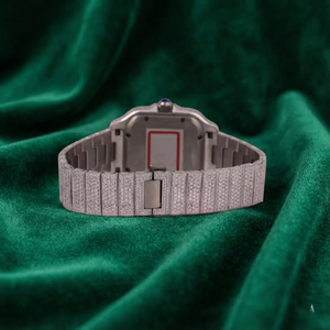 Reloj Cuadrado Automático de Lujo con Moissanita y Diamantes, Esfera Romana, Acero Inoxidable, Zafiro, Resistente al Agua - Product Image 5