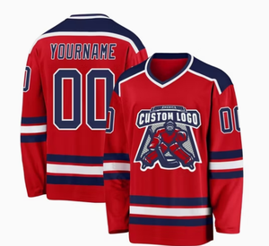 Maillot de hockey sur glace personnalisé pour hommes, manches longues, impression sublimée, polyester anti-humidité, col en V, uniforme adulte - Product Image 2