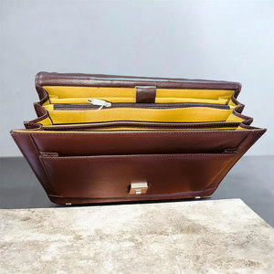 Sac à main pour ordinateur portable en cuir véritable 100% authentique, sacs imperméables de qualité supérieure en cuir véritable pour hommes - Product Image 6