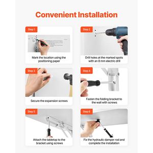 Wall Mounted 43.3 X 18 Inches Folding Table Floating Iron Bracket Desk for <b>Small</b> Spaces <b>Computer</b> Desk - Product Image 5