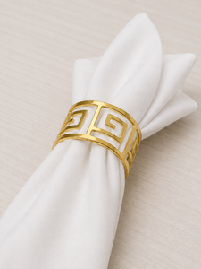 Hollow Brass Napkin <b>Ring</b> with Classic <b>Greek</b> Key Design 5 Cm Width Table Decoration Accessory - Product Image 3