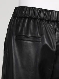 Womens Black Leather Look Trousers Mid <b>Waist</b> Regular Fit Straight Butt Lifting Winter Windproof Quick Dry <b>Jeans</b> - Product Image 4