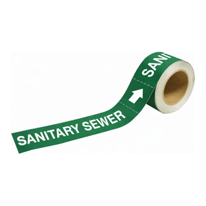 Marqueurs de tuyaux d'égout sanitaires en PVC flexible avec ruban adhésif – Durables, 1 po x 8 po, pour les conduites d'égout par Brady - Product Image 1