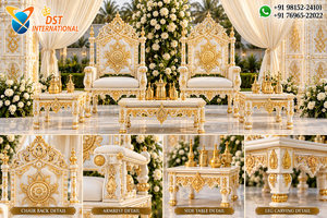 Mandapam Kalyana en or blanc divin pour mariages hindous – Achetez un mandap exclusif en fibre pour mariages sud-indiens pour événements de prestige aux États-Unis - Product Image 3