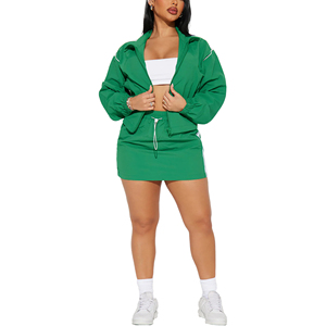 Windbreaker Short <b>Skirts</b> Set Custom logo Printed Ruffles Embroidery Zipper Front piping Women windbreaker Set Breathable 2026 - Product Image 1