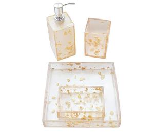 Ensemble de salle de bain 4 pièces en résine effet tourbillon pour la maison, comprenant un distributeur de savon, un porte-brosse à dents et un plateau de vanité, à prix de gros abordable - Product Image 5