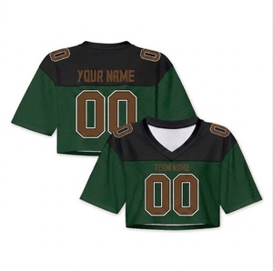 Custom Men's Football Jersey <b>Crop</b> <b>Top</b> <b>Red</b> Black V-Neck Short Sleeve Team Name Number Personalized Mesh Shirt 100% Polyester - Product Image 4