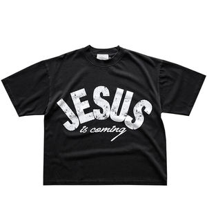 T-shirts courts en coton 250 GSM de qualité supérieure pour hommes, couleur noire, coupe ample, imprimés avec logo personnalisé – Collection 2026 - Product Image 1