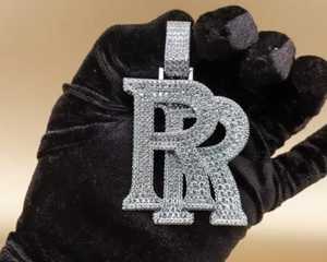 Pendentif personnalisé double R en argent sterling 925, style hip hop, avec moissanite VVS pour homme - Product Image 4