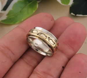 Anillo de Plata de Ley 925 con Diseño de Huella de Bebé, Regalo para Mamás Primerizas, Joyería para la Maternidad, Venta al Por Mayor - Product Image 4