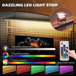 Scrivania da Gaming a L da 61,6 Pollici con Prese di Corrente e Luci LED Nera - Superficie Robusta in MDF e Supporto per Monitor - Product Image 4