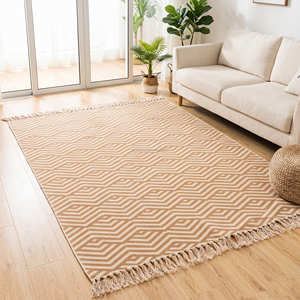 Alfombra de Área Estampada de Algodón Reciclado Colorida para Sala de Estar Boho y Estudio Creativo - Product Image 4