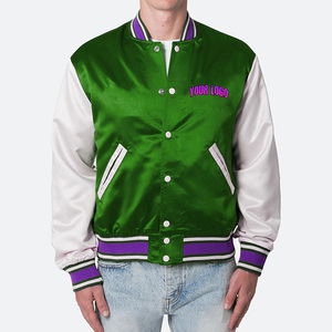 Vestes de baseball personnalisées en laine chenille brodée avec logo, manches en cuir vintage, style varsity pour hommes. - Product Image 5