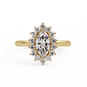 Anillos de Compromiso Marquise Halo Sunburst, Oro Amarillo de 14K, Diamante Cultivado en Laboratorio Certificado por IGI de 1.00ct, Regalo de Aniversario, Joyería Personalizada - Product Image 4