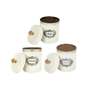 Tarro de Almacenamiento Metálico Crema Estilo París con Perilla Dorada, Contenedor Cilíndrico Vintage Francés, Bote de Cocina, Decoración Shabby Chic, Caja de Hojalata Pequeña - Product Image 1