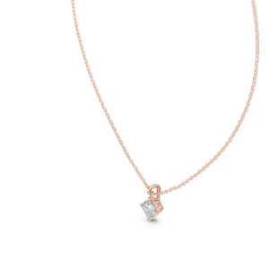 จี้เพชรเจ้าหญิงทองคำโรสโกลด์ 14K สำหรับผู้หญิง |   ชุดลำลองสำหรับใส่ทุกวัน |   เพชรที่เพิ่งเพาะเลี้ยง - Product Image 4