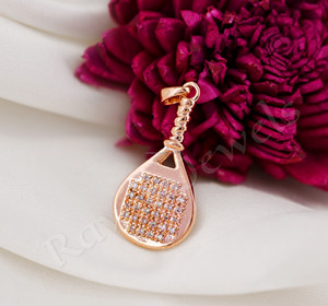 Collar de paleta de tenis chapado en oro de Plata de Ley 925, joyería de diseño personalizado para hombres, mujeres, amantes de los deportes, fábrica de regalos al por mayor - Product Image 2