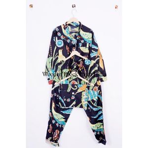 Conjunto de Pijama de Algodón con Estampado Floral, Ropa de Dormir India Suave y Transpirable para Mujer, Ropa de Dormir Cómoda para Mayor Comodidad y Relajación - Product Image 5