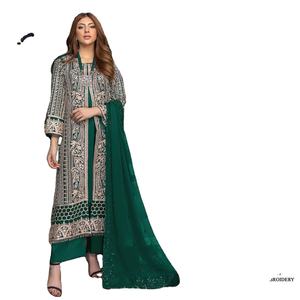 Nueva colección Georgette con bordado de secuencia Top de trabajo y pantalón Dull Santen Dupatta incluido - Product Image 1