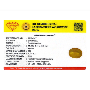 พลอยแซฟไฟร์สีเหลืองธรรมชาติทรงหลวม 4.75 กะรัต ขนาด 4x6 มม. สำหรับเครื่องประดับชั้นดี - Product Image 4