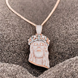 Colgante con Rostro de Jesús y Piedras de Moissanita, Amuleto Religioso para Ceremonias Cristianas, Joyería Unisex - Product Image 5