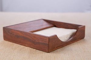 Boîte à mouchoirs en bois avec couvercle incliné, organiseur de bureau rectangulaire, porte-mouchoirs pour la maison, le bureau et la salle de bain - Product Image 3