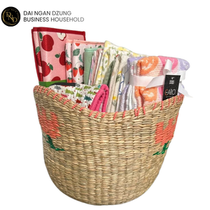 Bathroom Storage Vintage Round Seagrass <b>Basket</b> <b>Foldable</b> Woven Three-Layer Customizable Capacity 50x40x30cm - Product Image 2