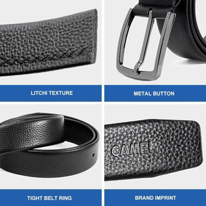 Ceintures décontractées pour hommes, dernières tendances, personnalisées, durables, respirantes, en cuir de vachette véritable, boucle en alliage, motif uni, fabriquées au Pakistan - Product Image 5
