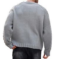 Suéter de Invierno Grueso de Punto para Hombre, Talla Grande, Mezcla de Lana/Acrílico Suave, Corte Holgado Informal, Estilo Vintage, Patrón 3D, Cuello Redondo