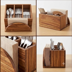 Organizador de Utensilios de Madera CraftNest Expo con Ranuras para Cuchillos, Tenedores y Cucharas, para Almacenamiento de Vajilla en la Cocina, Solo Lavar a Mano - Product Image 5