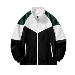 Men's Color Block <b>Racer</b> <b>Jacket</b> Stand Collar Zipper Sporty Style Breathable Polyester Autumn Wear - Product Image 2