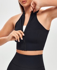 Windproof <b>Zip</b>-<b>Up</b> <b>Cropped</b> Skinny Jacket-Black - Product Image 6