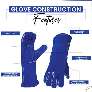 Guantes de seguridad para soldadura de cuero vacuno de grado industrial, más gruesos, con protección térmica para soldadura por arco, metalurgia, ignífugos - Product Image 4