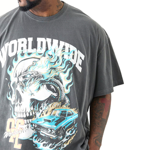 Camiseta Oversize 100% Algodón con Lavado Ácido para Hombre, Estilo Hip Hop, Lisa, Venta al por Mayor, Cuello Redondo - Product Image 5