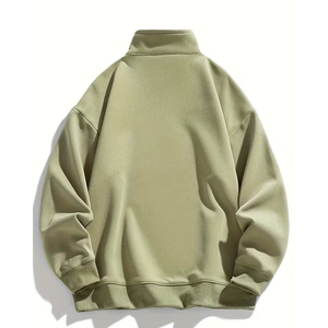 Unisex Men's Women's Half Zip Sweatshirt Oversized Fit Plain Grey <b>Mock</b> <b>Neck</b> Fleece Streetwear Cotton Casual <b>Top</b> - Product Image 2