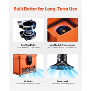 Estrattore di Fumi per Saldatura Brushless da 40W, 80 m³/h, Forte Aspirazione, Filtri a 2 Stadi, Flusso d'Aria Regolabile, per 80 Stazioni di Saldatura - Product Image 6