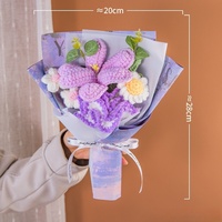 Bouquet de fleurs artificielles en fil tricoté, lys et œillets, cadeau pour la fête des mères