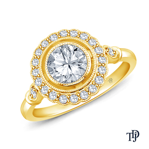 Or 10 carats avec accents halo et serti complexe en milgrain avec diamant central (naturel) – Fabricant OEM, vente en gros et au détail - Product Image 4