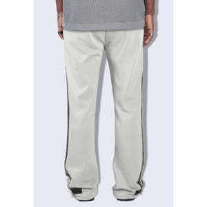 Pantalon de survêtement gris clair pour homme, taille élastique, boutons latéraux, décontracté, en coton tricoté mi-lourd et respirant, style automne - Product Image 6