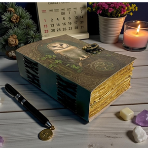 Diario de Cuero Personalizado con Estampado de Búho, Diario Hecho a Mano, Grimoire, Libro de Hechizos, Regalo de Brujería, 120 Páginas - Product Image 5